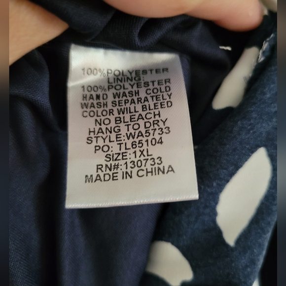 Umgee Women's Navy Blue White Polka Dot Short Sleeve V-neck Ruffle Romper Sz 1X - Picture 6 of 6